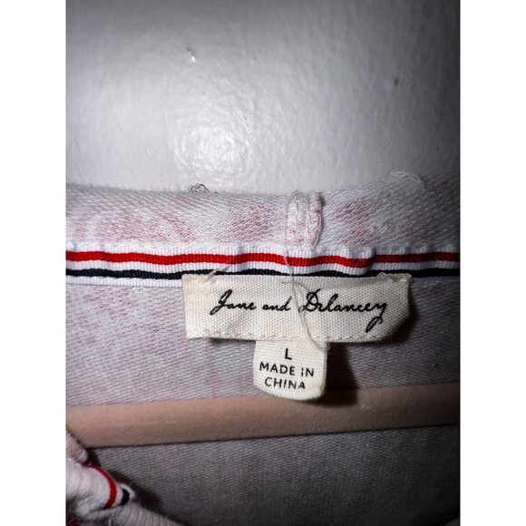 Jane & Delancey L Red & White Paisley Print Hoodie With Kangaroo Pockets Hippie - Picture 5 of 7